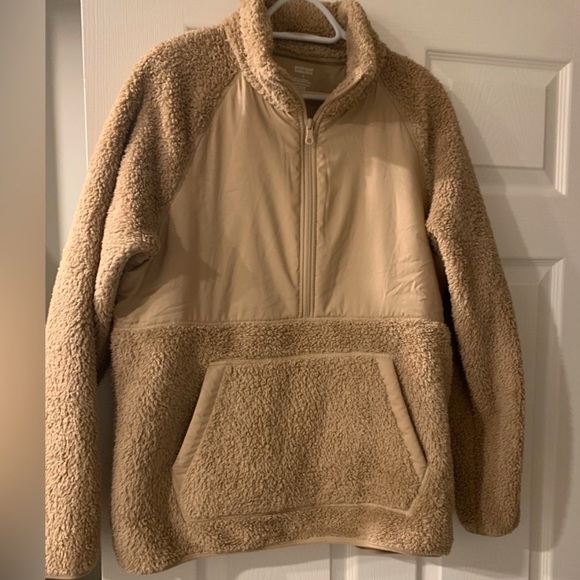 Girlfriend Collective Half-zip Fleece Jacket Mushroom Brown Size 3 (Small) - Picture 2 of 8